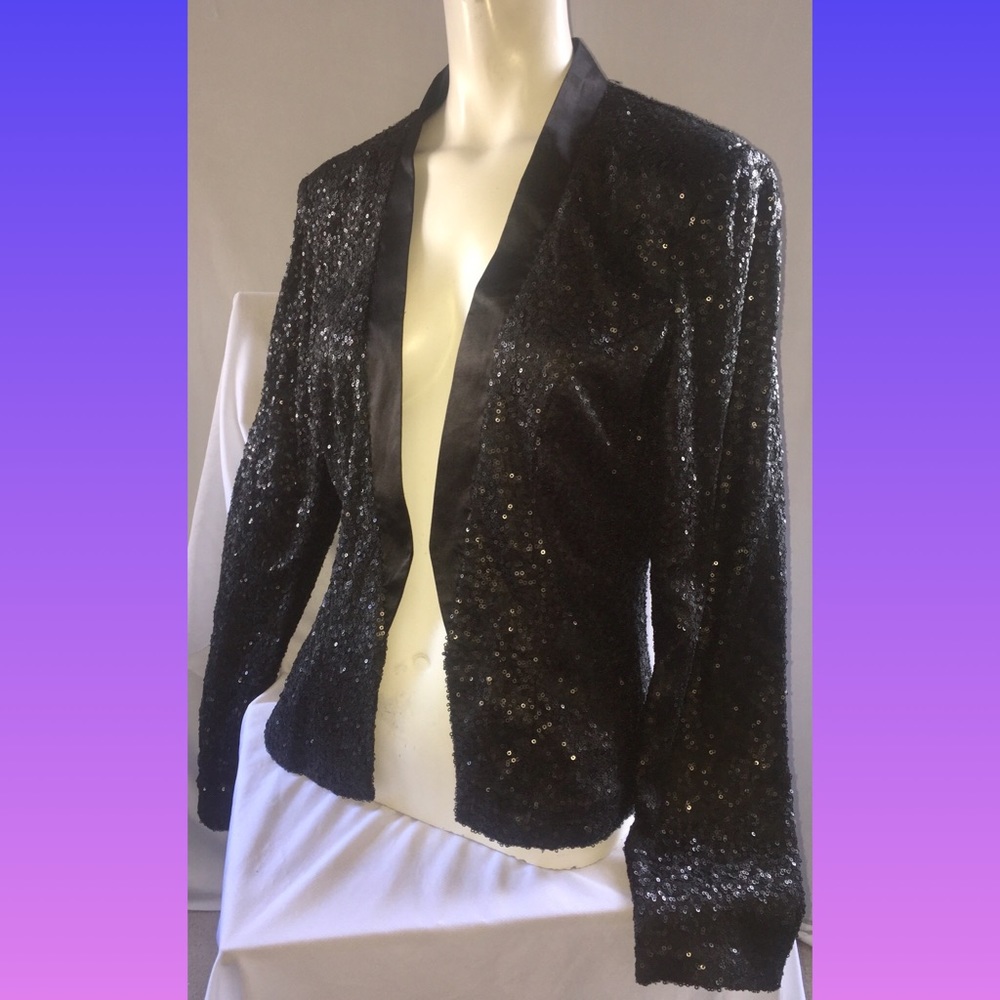 Sequin blazer open front jacket size 12
